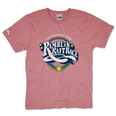 Shootin' The Hooch Ramblin' Raft Race Georgia T-Shirt Front Faded Red