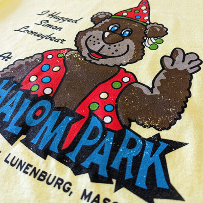 Simon Looneybear Whalom Park Lunenburg Massachusetts T-Shirt Detail Right Faded Yellow