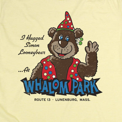 Simon Looneybear Whalom Park Lunenburg Massachusetts T-Shirt Graphic Faded Yellow