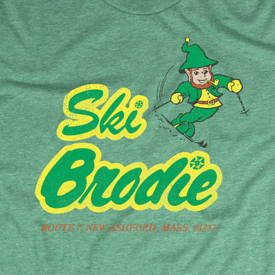 Ski Brodie New Ashford Massachusetts T-Shirt Graphic Faded Green