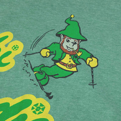Ski Brodie New Ashford Massachusetts T-Shirt Leprechaun Faded Green