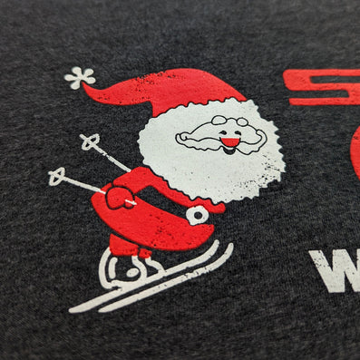 Ski Ohoho Ski Area West Woodstock Connecticut T-Shirt Detail Santa Dark Gray