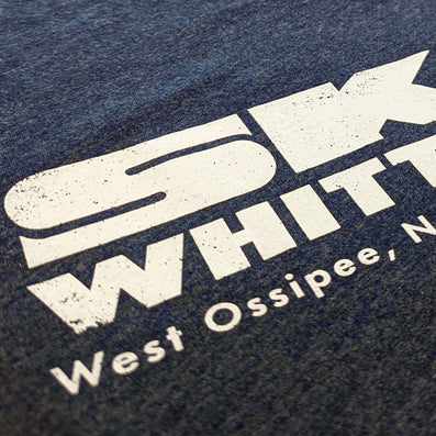 Ski Whittier Ski Area West Ossipee New Hampshire T-Shirt Detail Left Dark Blue