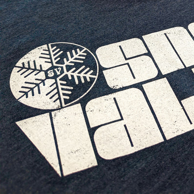 Snow Valley Ski Area Winhall Vermont T-Shirt Detail Left Dark Blue