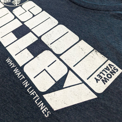 Snow Valley Ski Area Winhall Vermont T-Shirt Detail Right Dark Blue