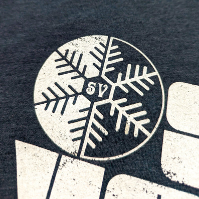 Snow Valley Ski Area Winhall Vermont T-Shirt Detail Snowflake Dark Blue