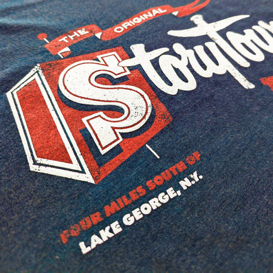 Storytown USA Lake George New York T-Shirt Detail Left Dark Blue