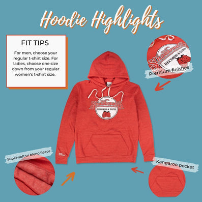 Strawberries Records And Tapes Hoodie Highlights Red