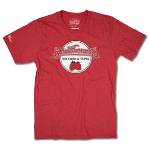 Strawberries Records And Tapes T-Shirt Front Red