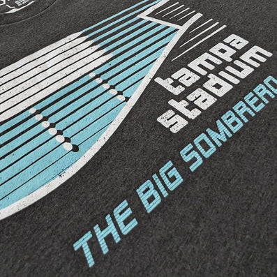 The Big Sombrero Tampa Stadium Florida T-Shirt Detail Left Dark Gray