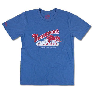 Thompson's Clam Bar Harwich Port Cape Cod Massachusetts T-Shirt Front Bright Blue