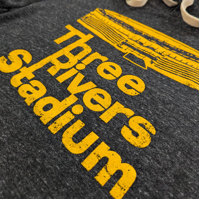 Three Rivers Stadium Pittsburgh Pennsylvania Hoodie Detail Right Dark Gray