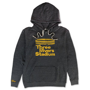 Three Rivers Stadium Pittsburgh Pennsylvania Hoodie Front Dark Gray