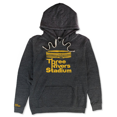 Three Rivers Stadium Pittsburgh Pennsylvania Hoodie Front Dark Gray