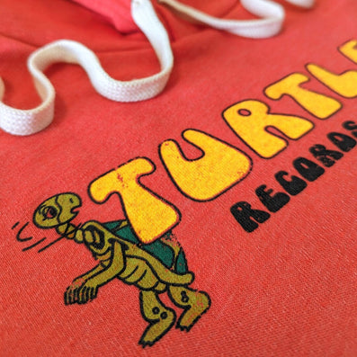 Turtle's Records And Tape Hoodie Detail Left Red