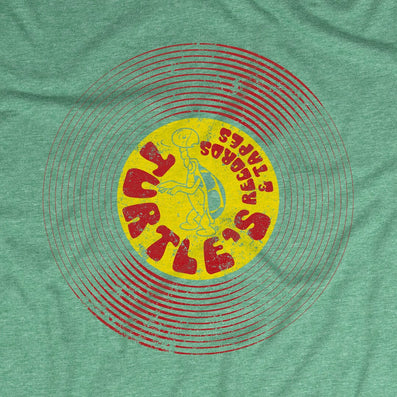 Turtle's Records And Tapes T-Shirt Graphic Faded Green