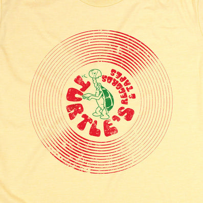 Turtle's Records And Tapes T-Shirt Graphic Faded Yellow