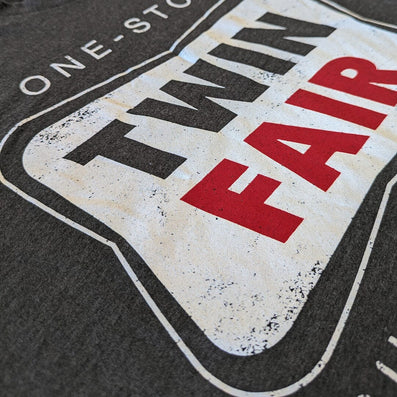 Twin Fair Discount Department Store T-Shirt Detail Left Dark Gray