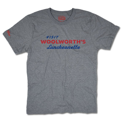 Woolworth's Luncheonette T-Shirt Front Gray