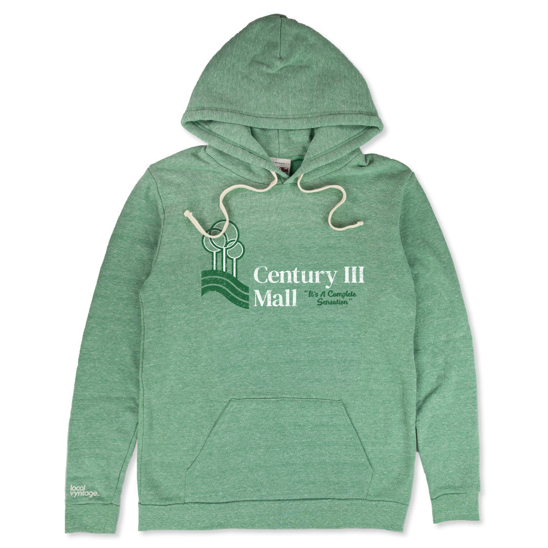 Century III Mall Hoodie Front Faded Green