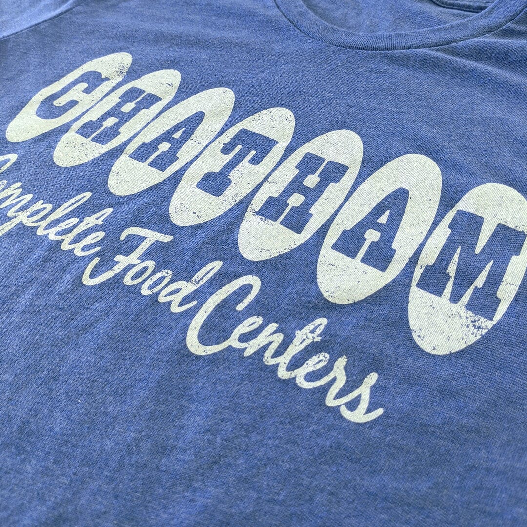Chatham Supermarkets Michigan Detroit T-Shirt Detail Right Bright Blue