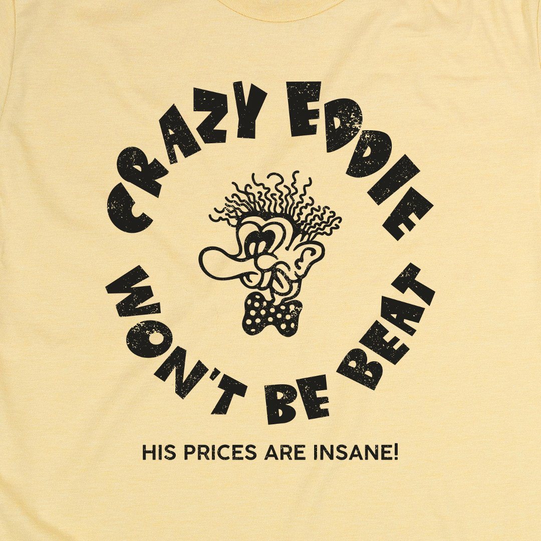 Crazy Eddie T-Shirt Graphic Faded Yellow