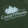 Great Woods Massachusetts T-Shirt Detail Forest Green
