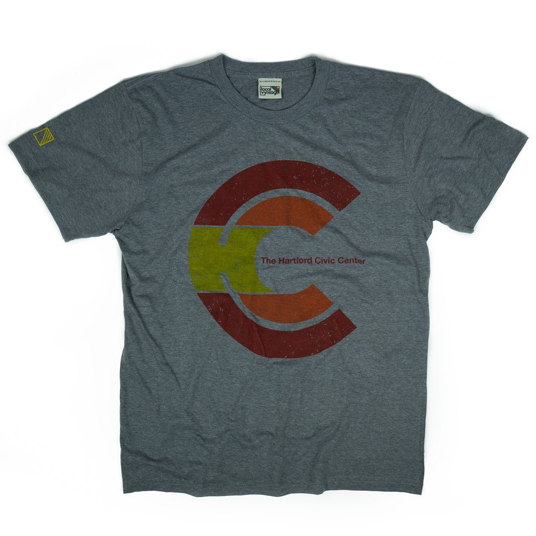 Hartford Civic Center T-Shirt Front Grey With Red