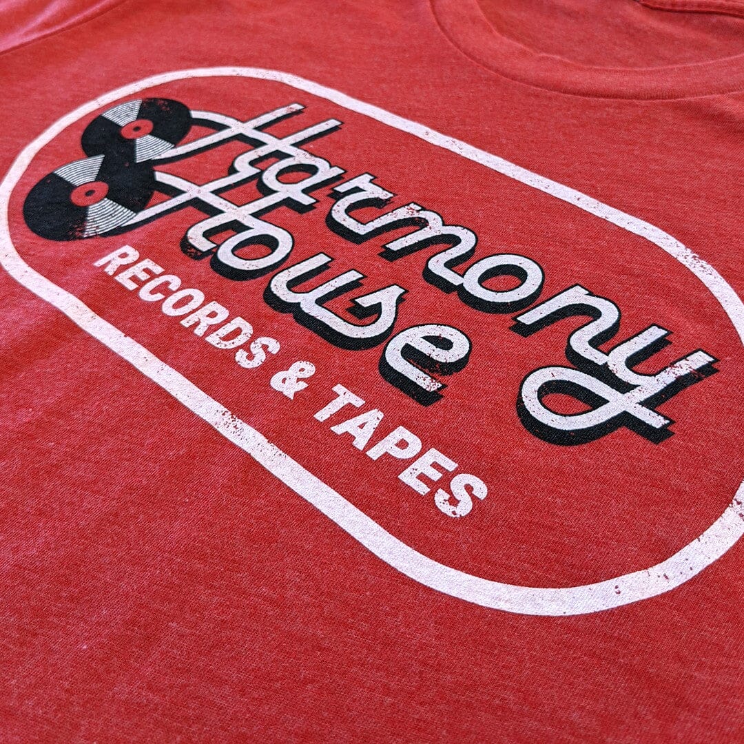 Harmony House Records And Tapes New Jersey T-Shirt Detail Right Red