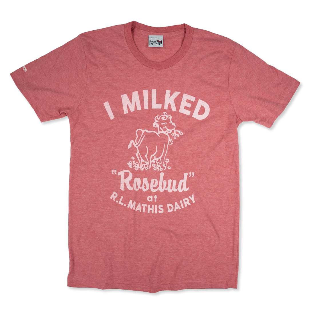 I Milked Rosebud T-Shirt Front Faded Red
