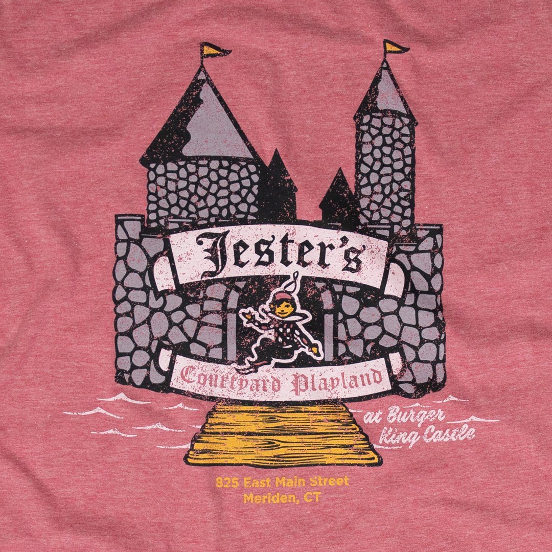 Jester's Courtyard T-Shirt Front Faded Red