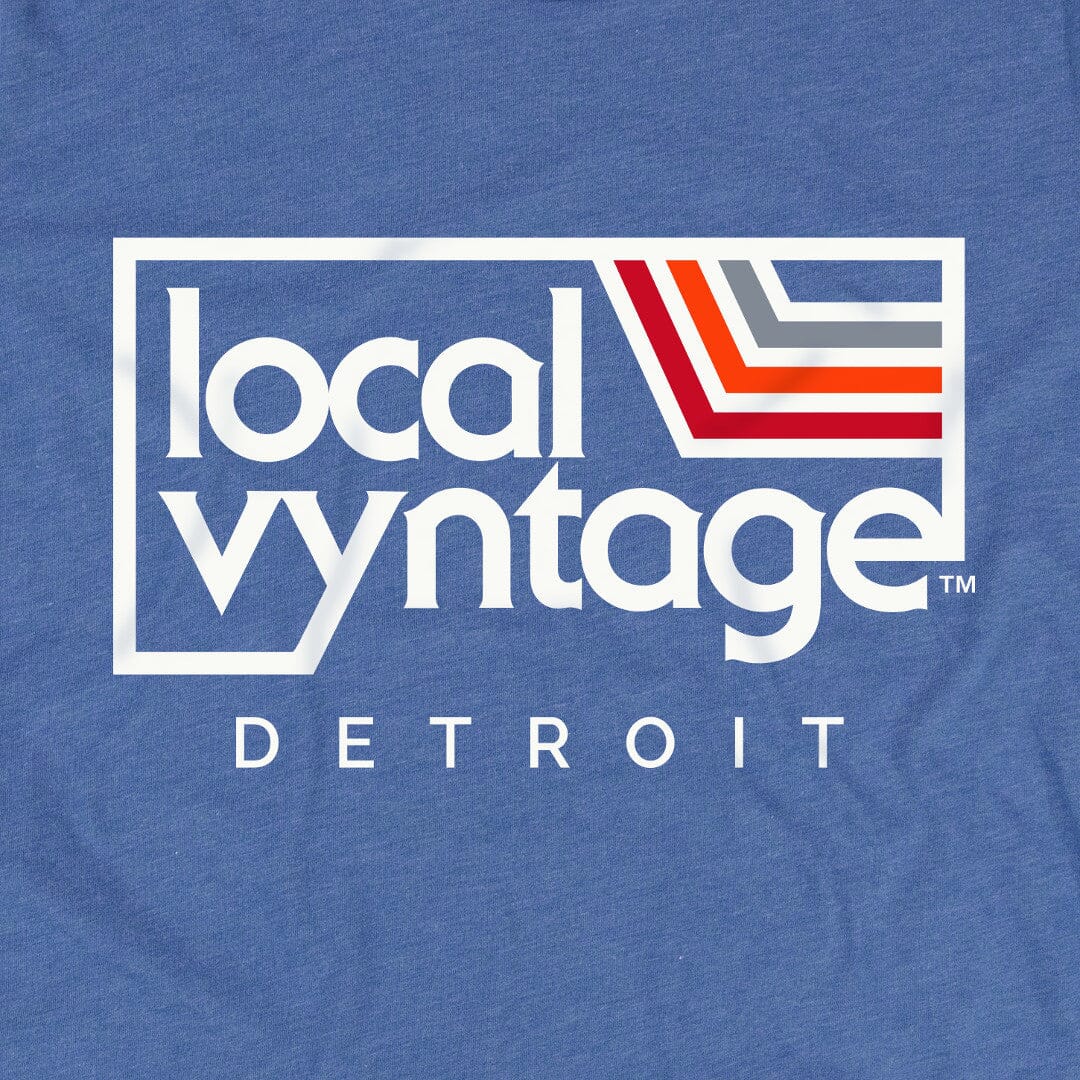Local Vyntage Detroit Michigan T-Shirt Graphic Bright Blue