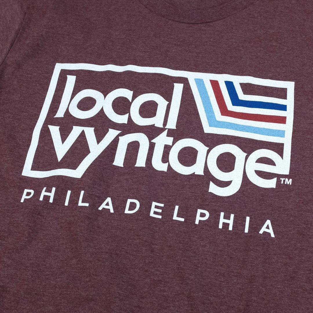 Local Vyntage Philadelphia Logo T-Shirt Detail Burgundy