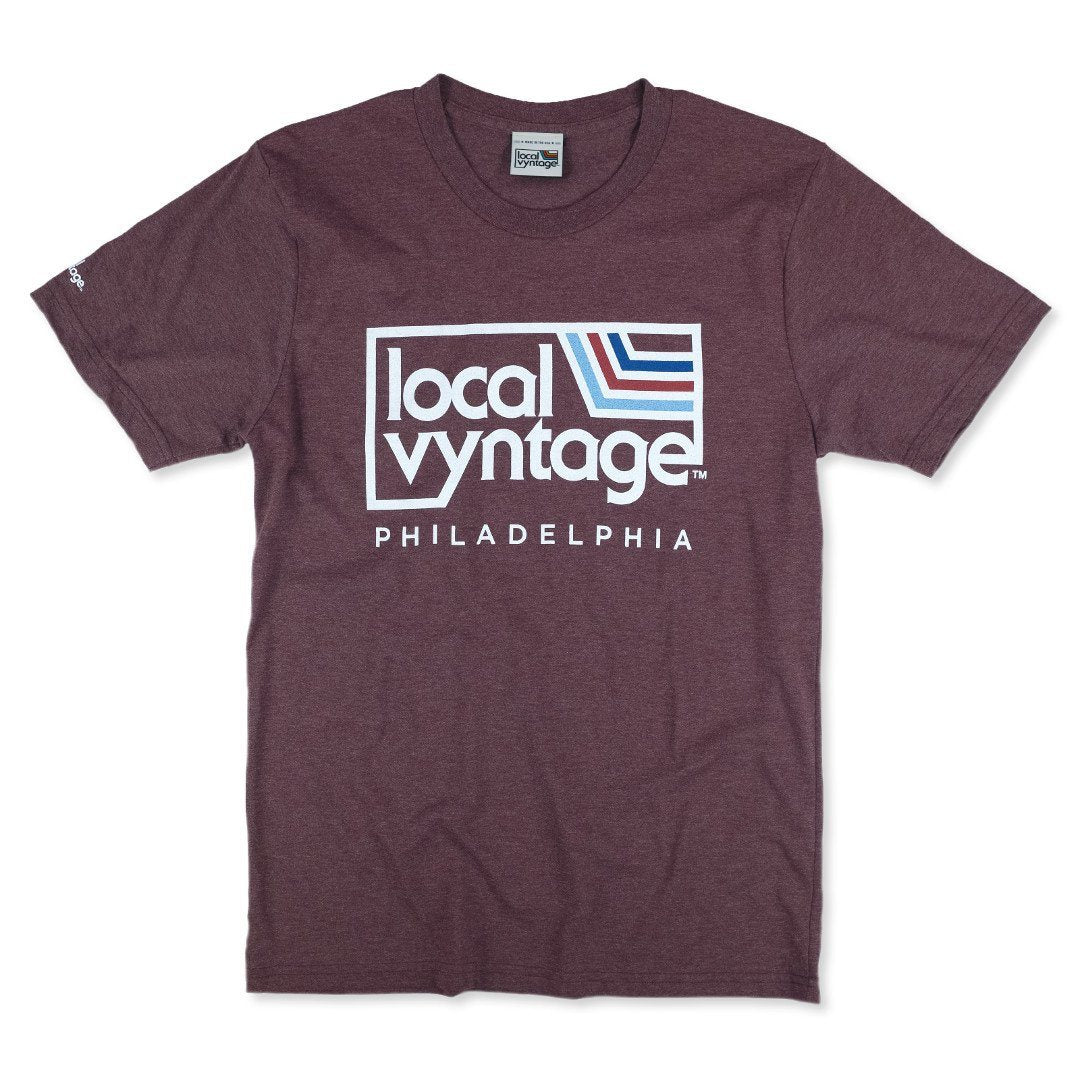 Local Vyntage Philadelphia Logo T-Shirt Front Burgundy