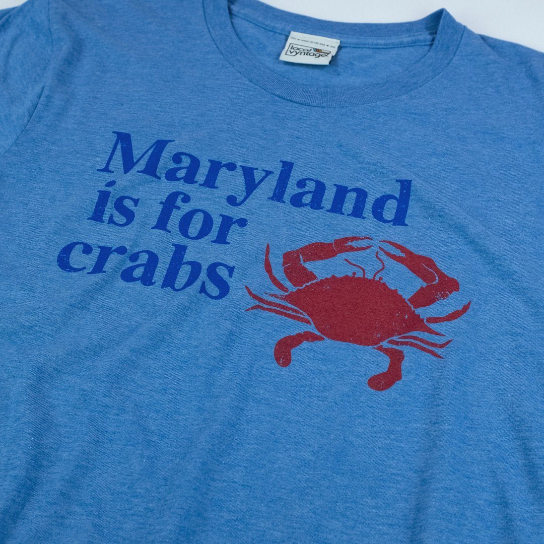 Maryland Is For Crabs T-Shirt Detail Royal Blue