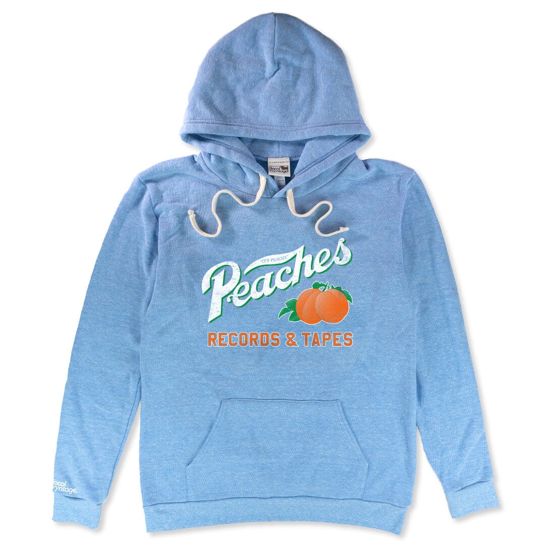 Peaches Records And Tapes Hoodie Front Sky Blue