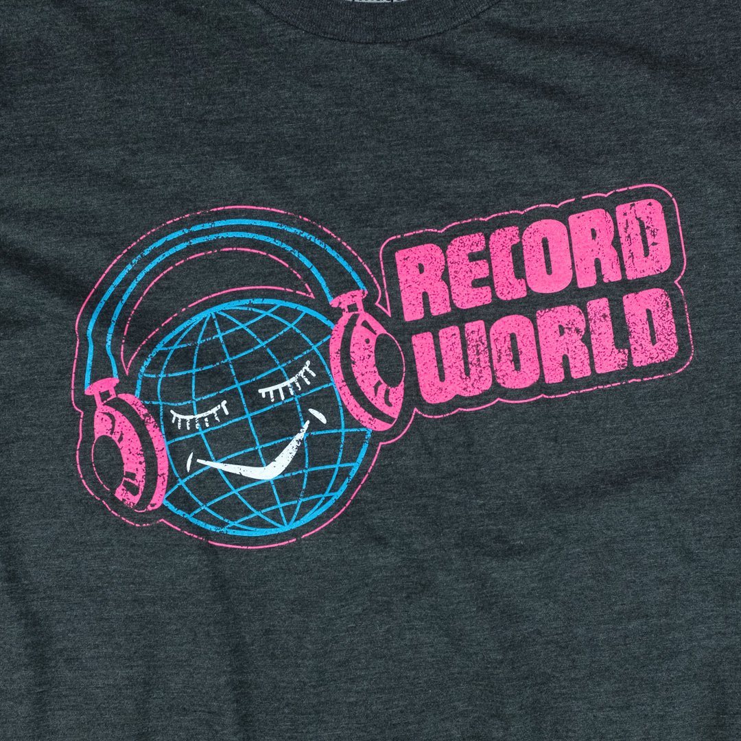 Record World T-Shirt Graphic Dark Gray