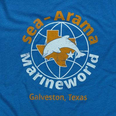 Sea-Arama Marineworld Texas T-Shirt Grapic Bright Blue