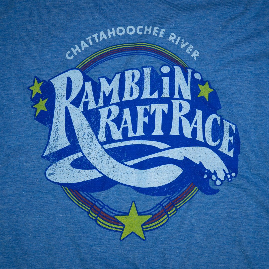 Shootin' The Hooch Ramblin' Raft Race Atlanta T-Shirt Graphic Royal Blue