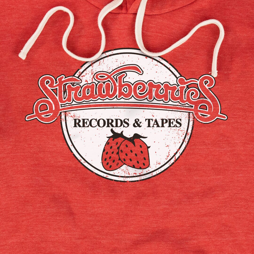Strawberries Records And Tapes Hoodie Graphic Red