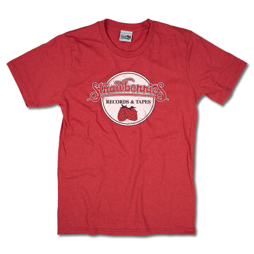 Strawberries Records And Tapes T-Shirt Front Red