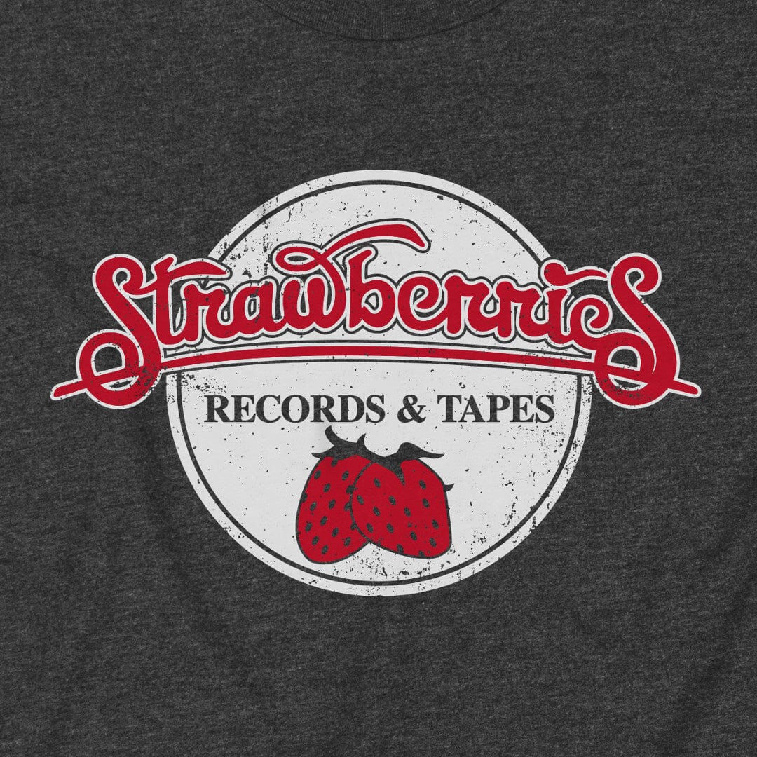 Strawberries Records And Tapes T-Shirt Graphic Dark Gray