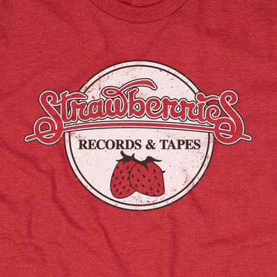 Strawberries Records And Tapes T-Shirt Graphic Red