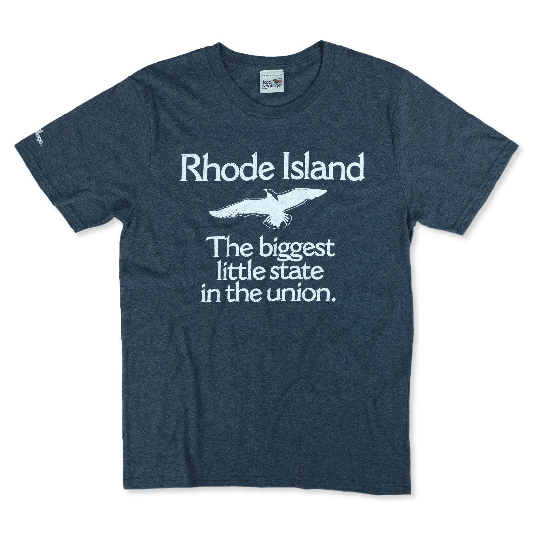 The Biggest Little State Rhode Island T-Shirt Front Dark Blue