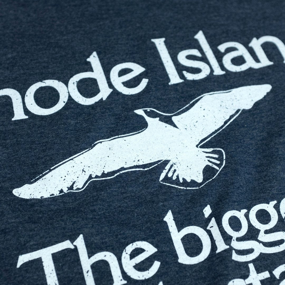 The Biggest Little State Rhode Island T-Shirt Seagull Dark Blue