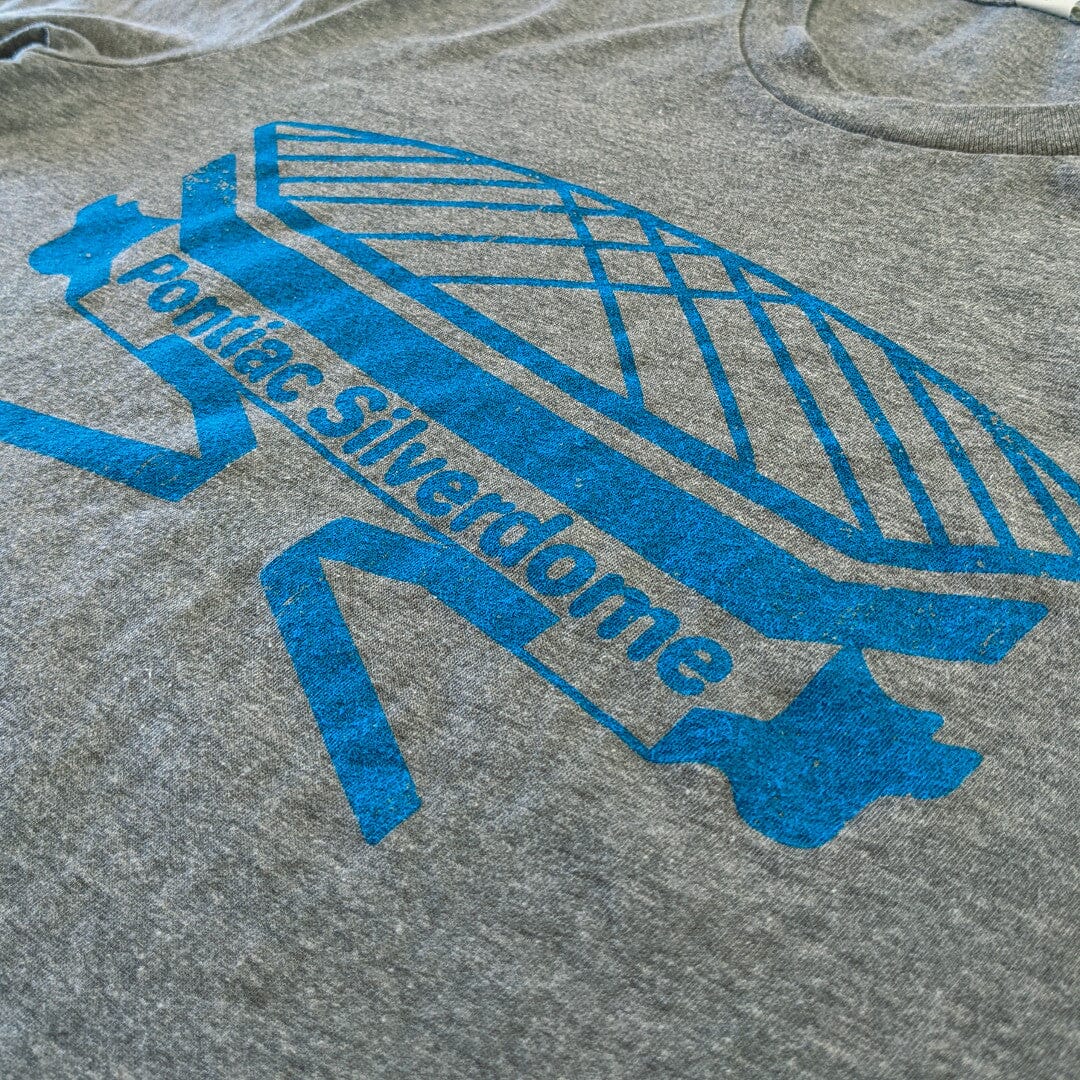 The Pontiac Silverdome Michigan Detroit T-Shirt Detail Right Gray