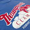 Thompson's Clam Bar Cape Cod Massachusetts T-Shirt Detail Left Bright Blue