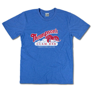 Thompson's Clam Bar Cape Cod Massachusetts T-Shirt Front Bright Blue