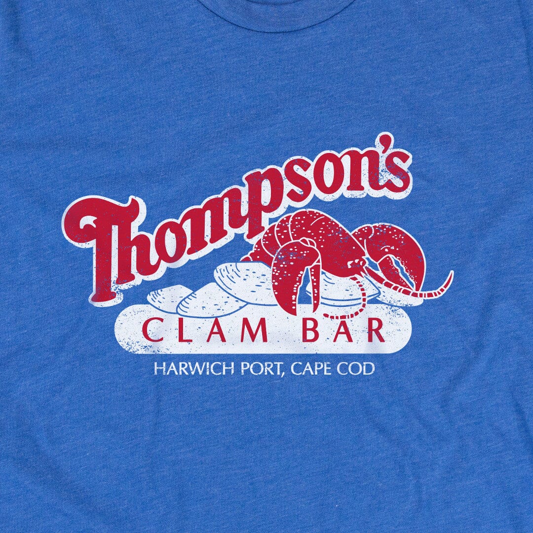 Thompson's Clam Bar Cape Cod Massachusetts T-Shirt Graphic Bright Blue