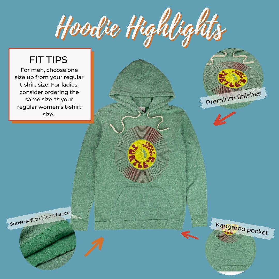 Turtles Records And Tapes Hoodie Highlights Faded Green